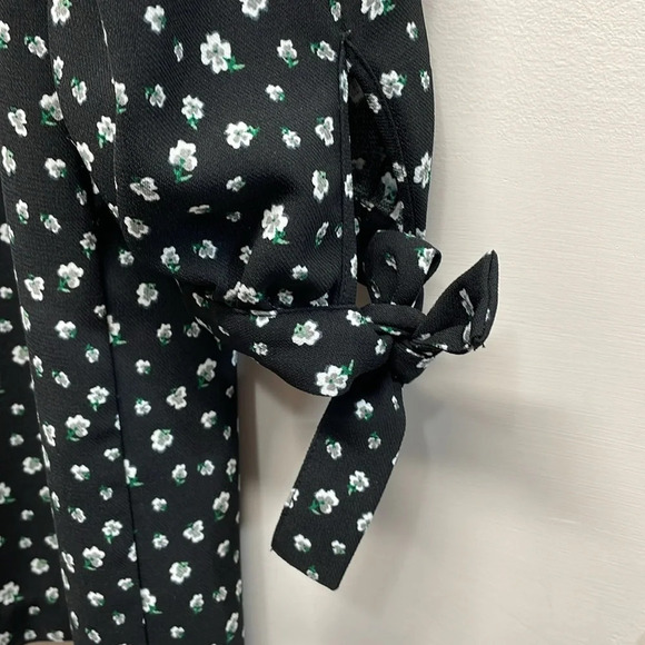 NWOT H&M Long Sleeve Black Floral Print Tunic Shift Dress Pockets 12 - Picture 4 of 14